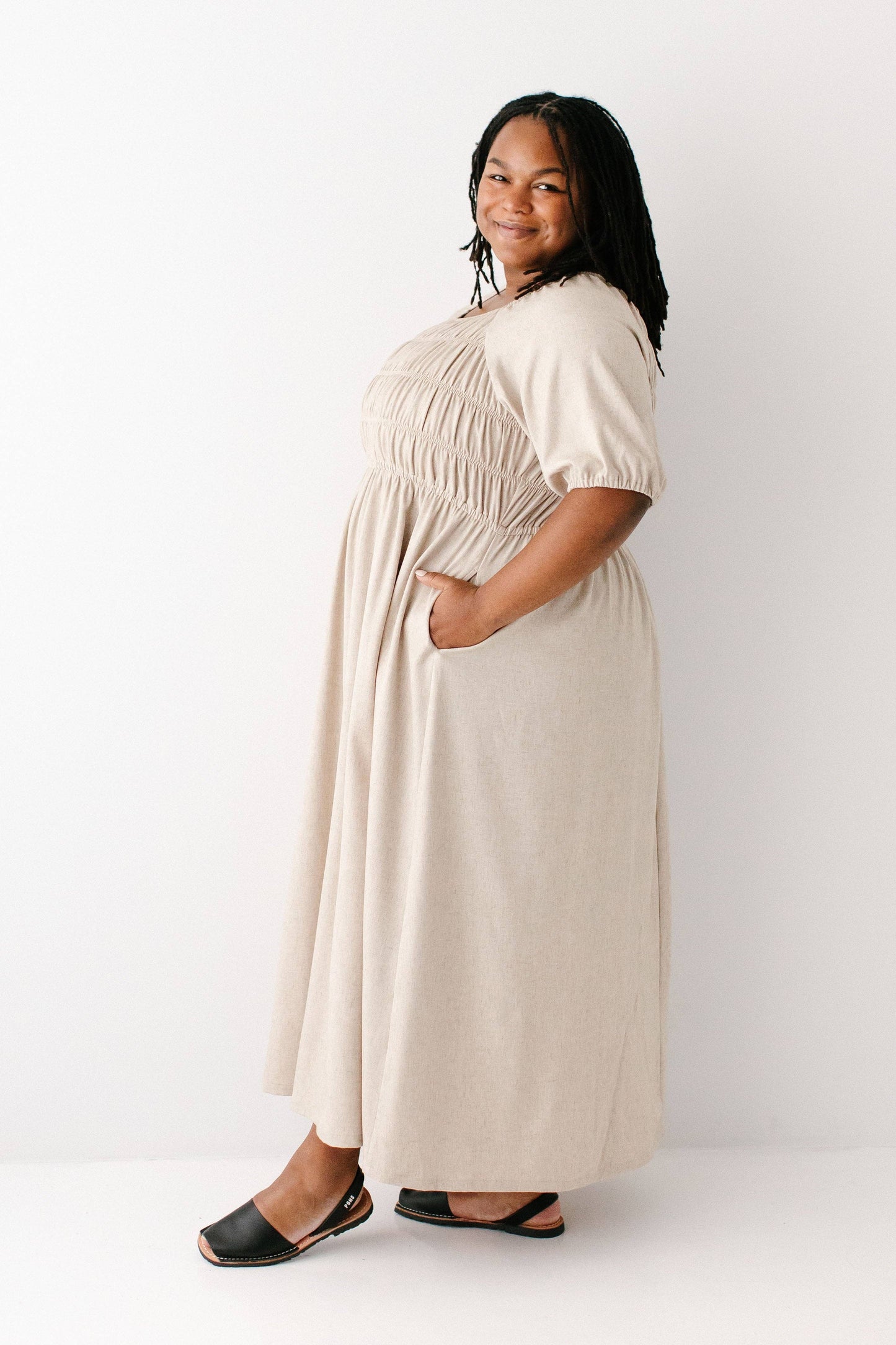Willow Square Neck Smocked Bodice Midi Dress FINAL SALE