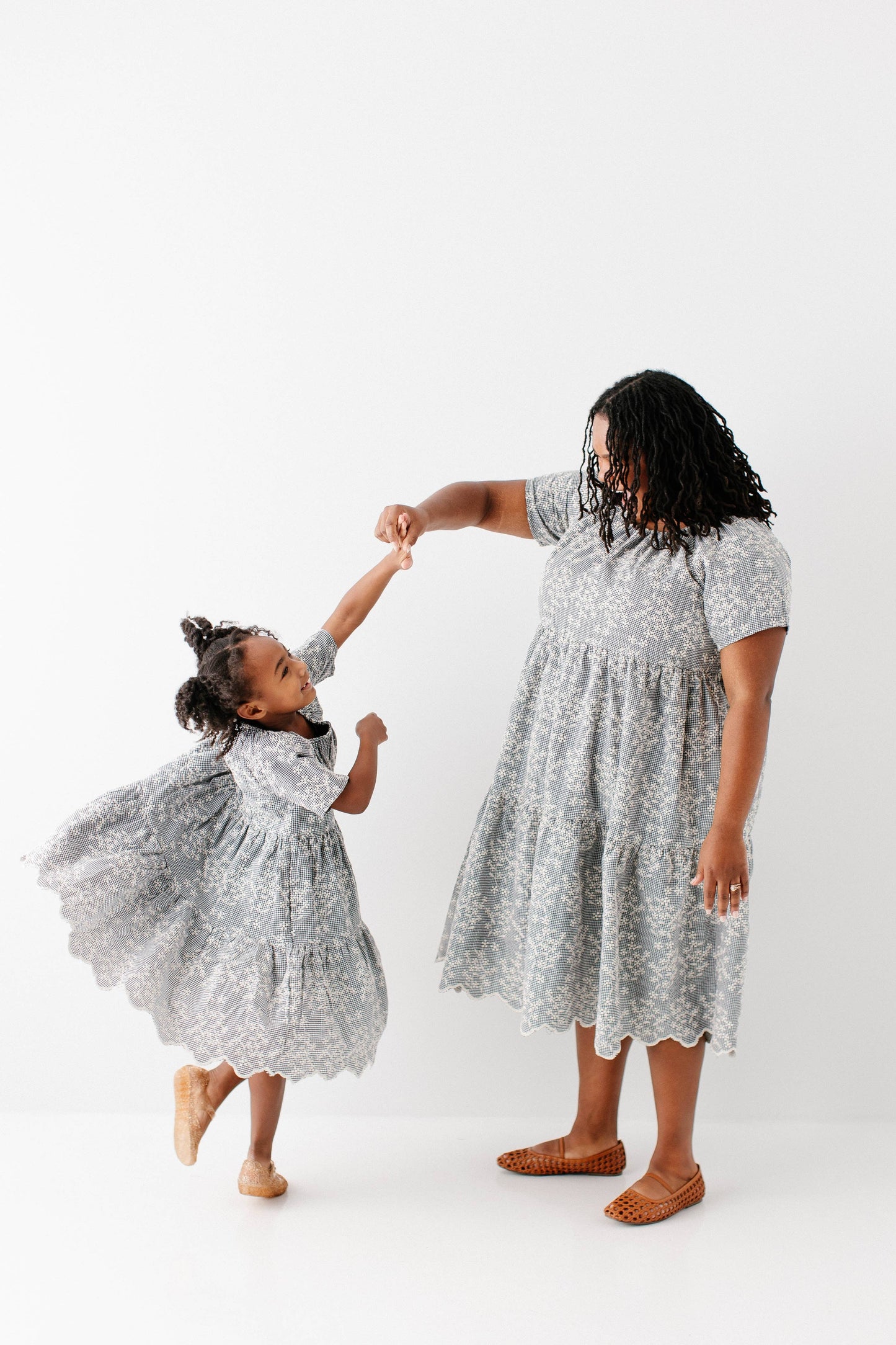 Georgia Embroidered Floral Gingham Midi Dress
