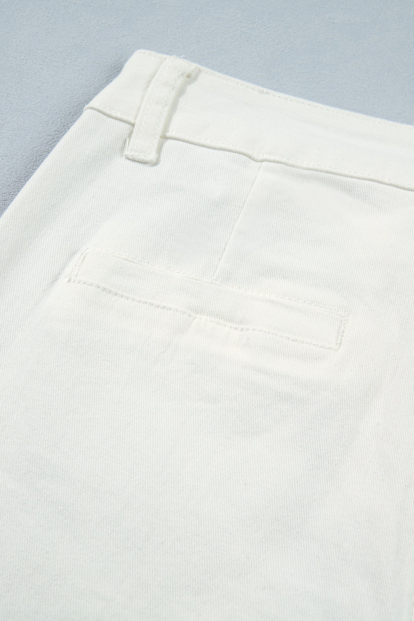 Yellow Solid Color Scalloped Patch Pocket Shift Jeans