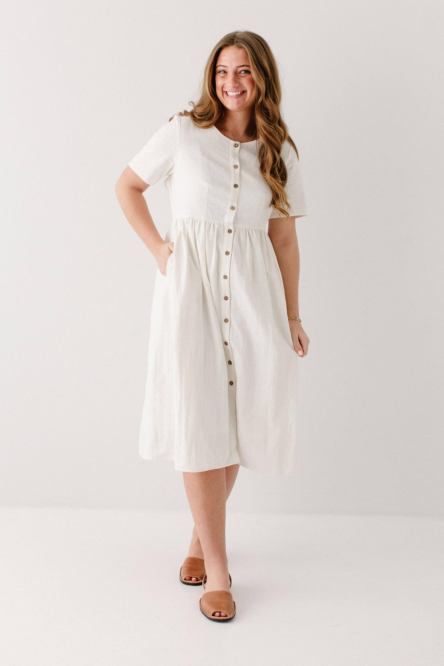 Adeline Button Down A-Line Midi Dress FINAL SALE