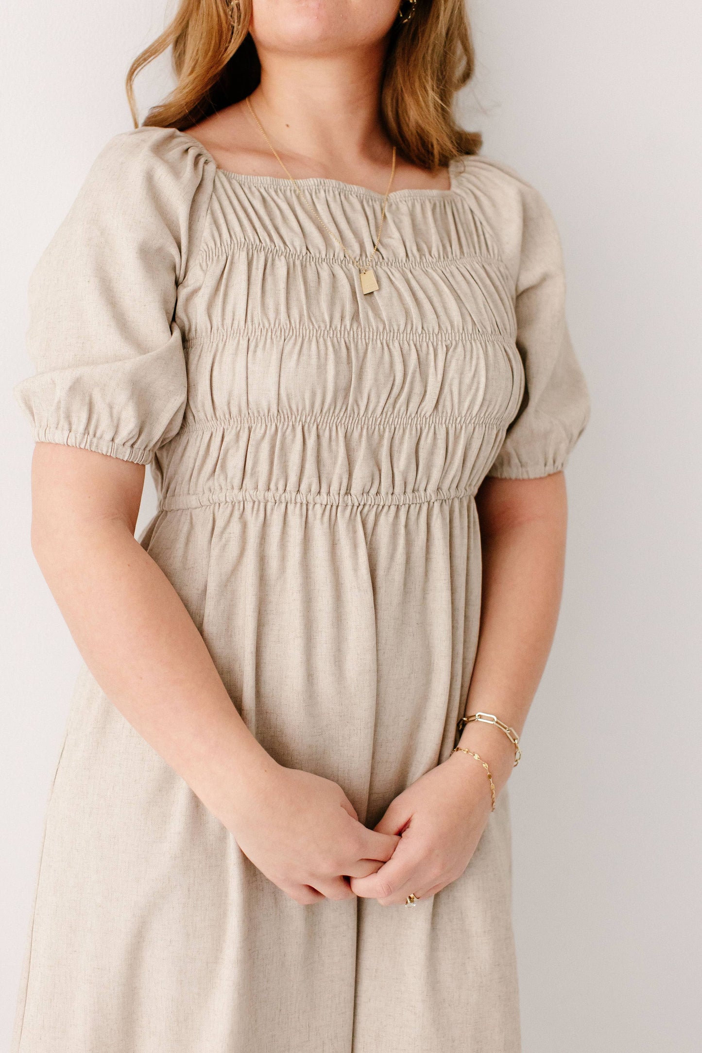 Willow Square Neck Smocked Bodice Midi Dress FINAL SALE
