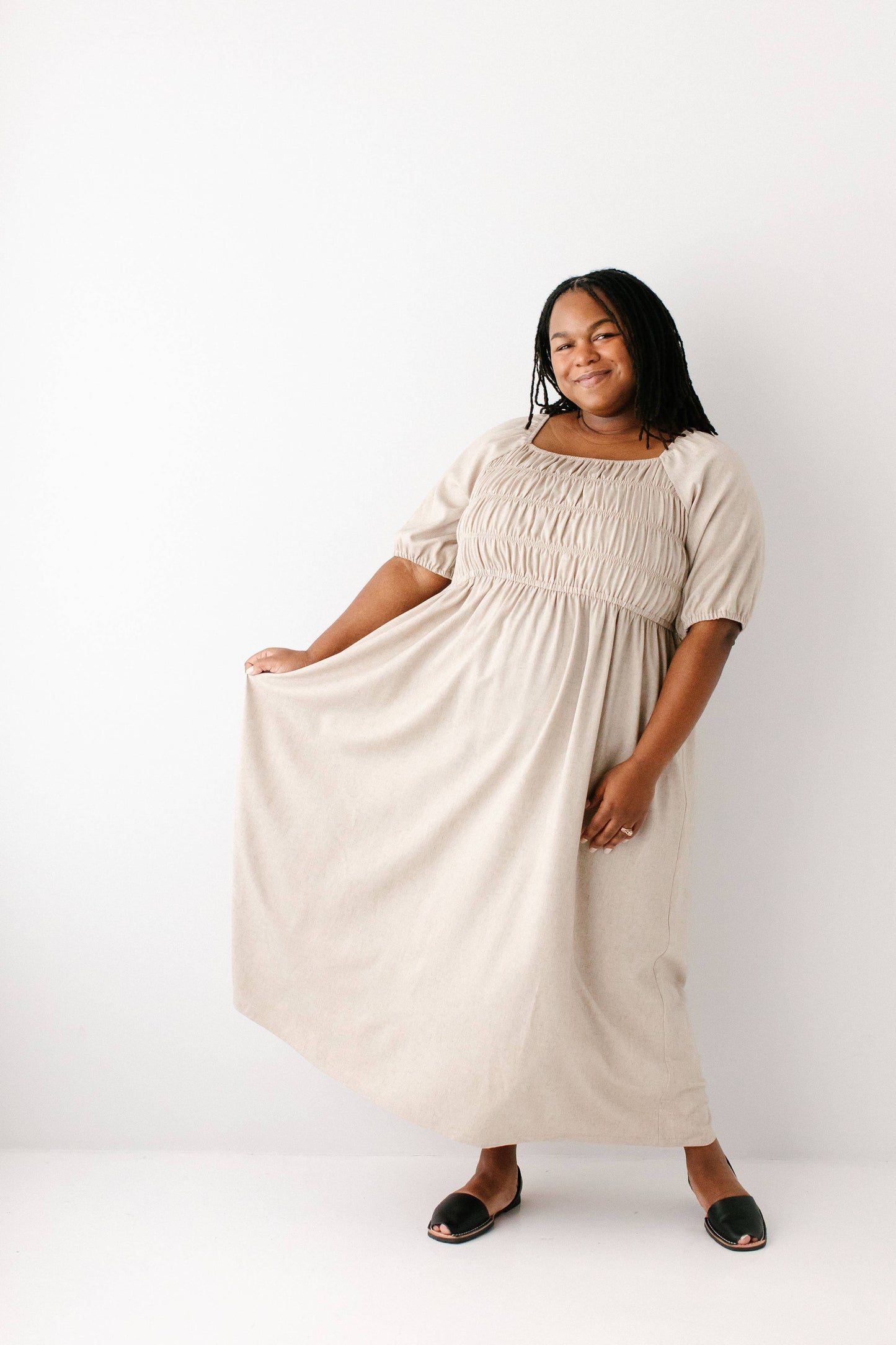 Willow Square Neck Smocked Bodice Midi Dress FINAL SALE