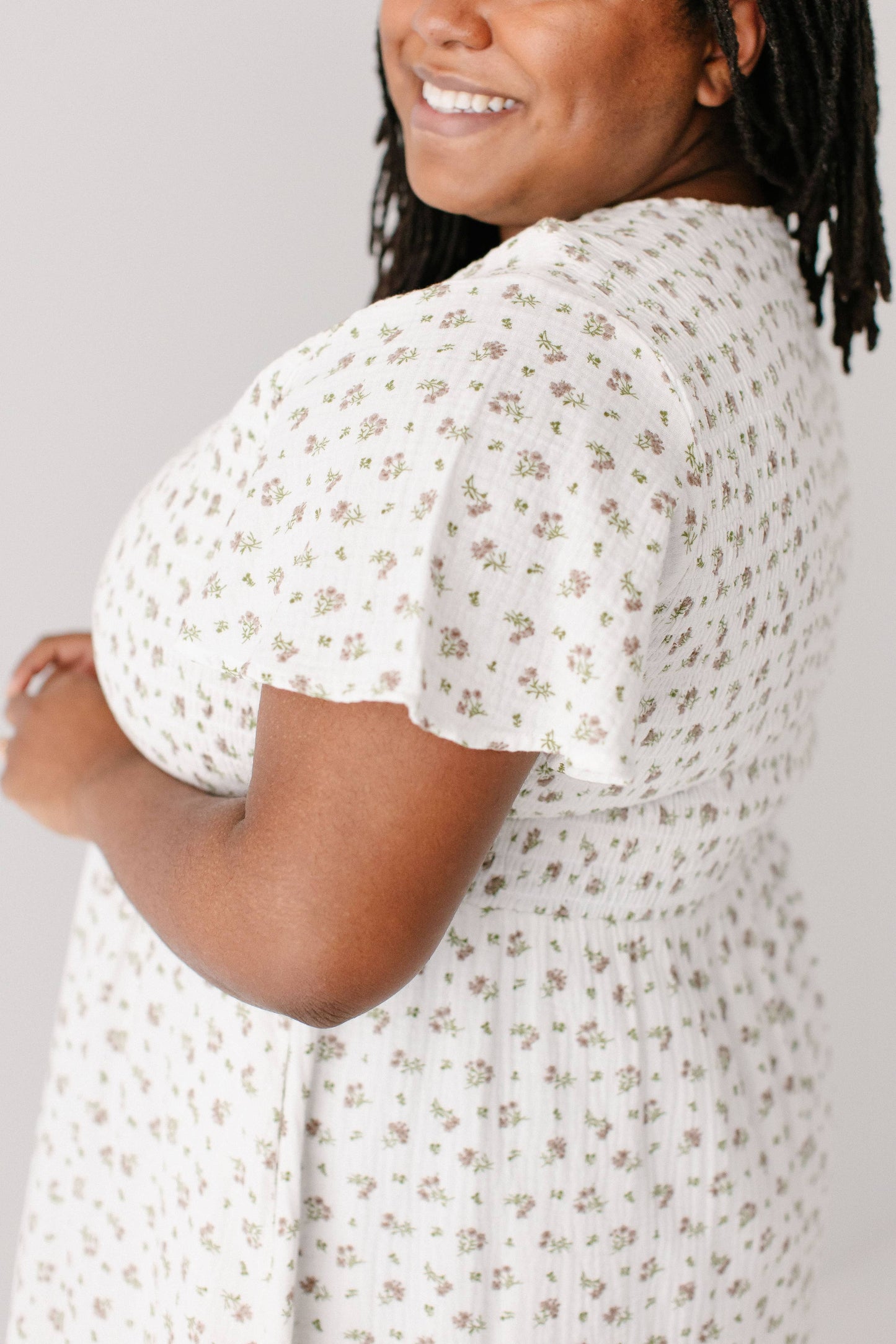 Lynette Smocked Bodice Floral Midi Dress FINAL SALE