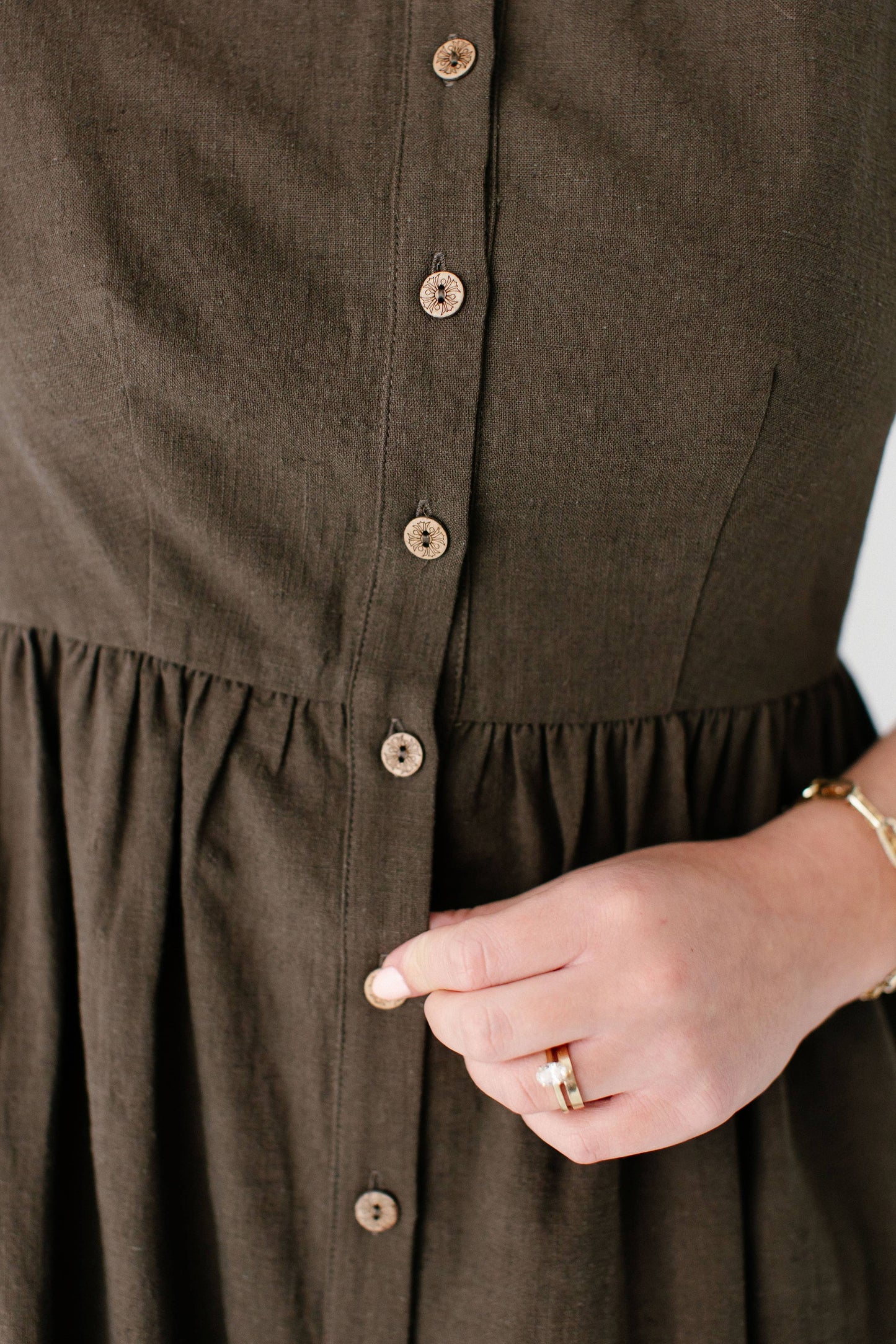 Adeline Button Down A-Line Midi Dress FINAL SALE