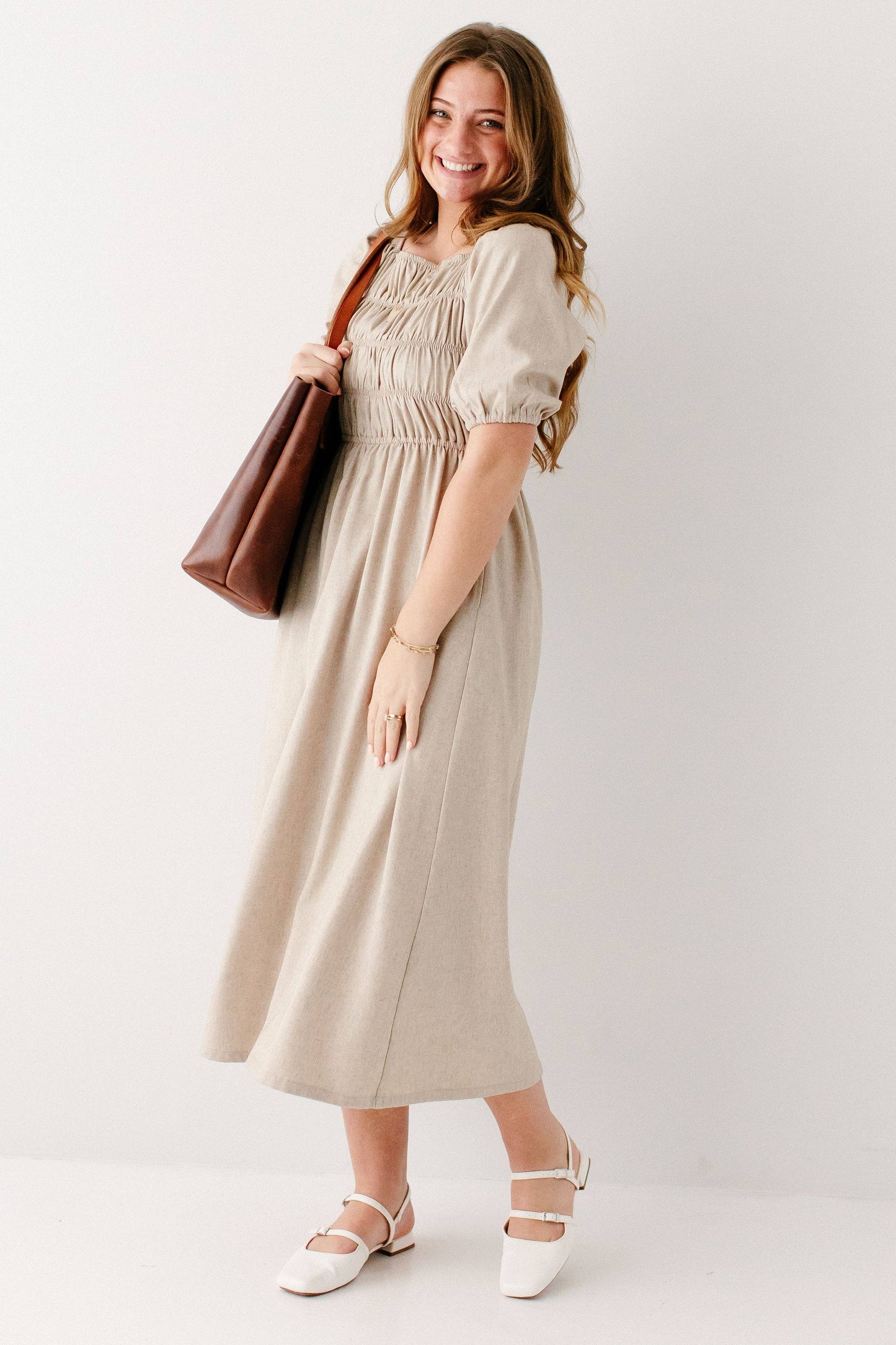 Willow Square Neck Smocked Bodice Midi Dress FINAL SALE