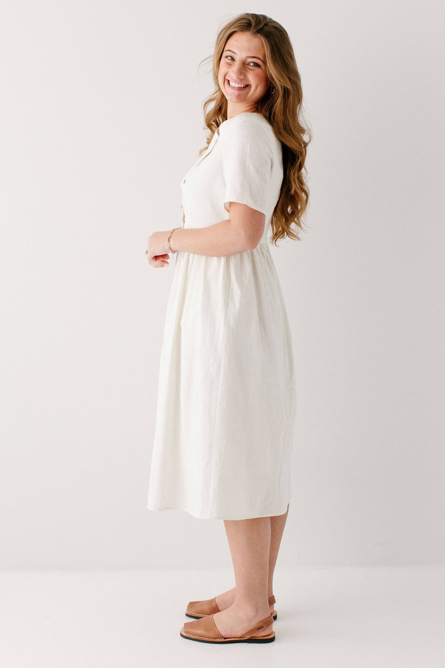 Adeline Button Down A-Line Midi Dress FINAL SALE