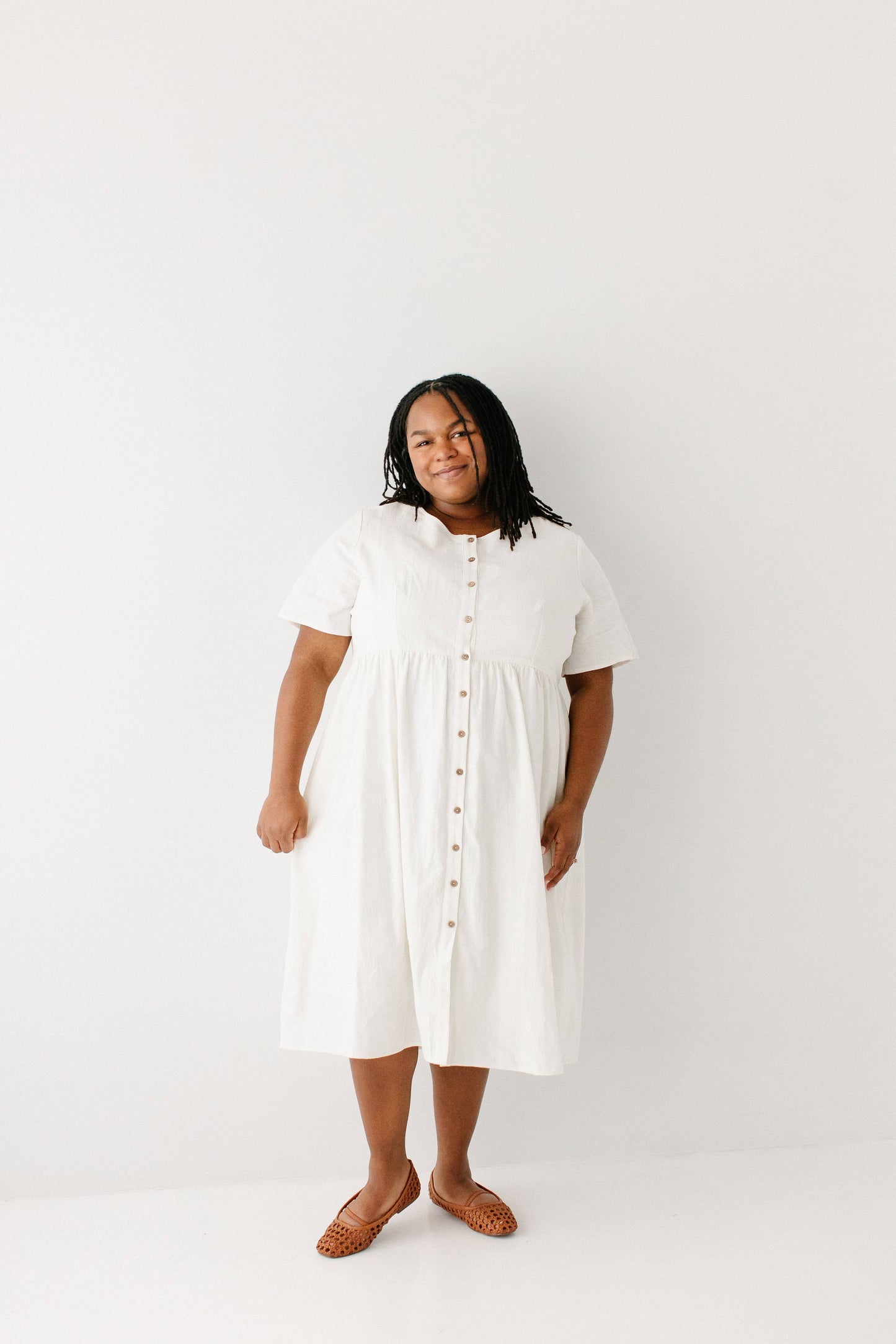 Adeline Button Down A-Line Midi Dress FINAL SALE