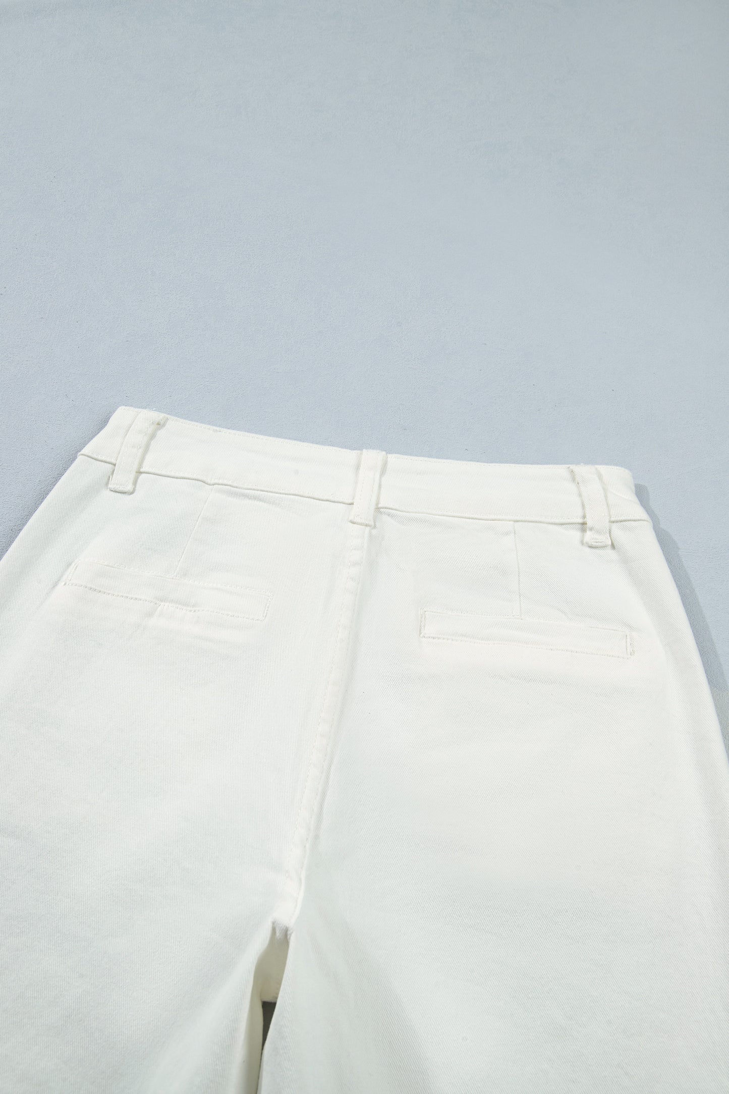 Yellow Solid Color Scalloped Patch Pocket Shift Jeans