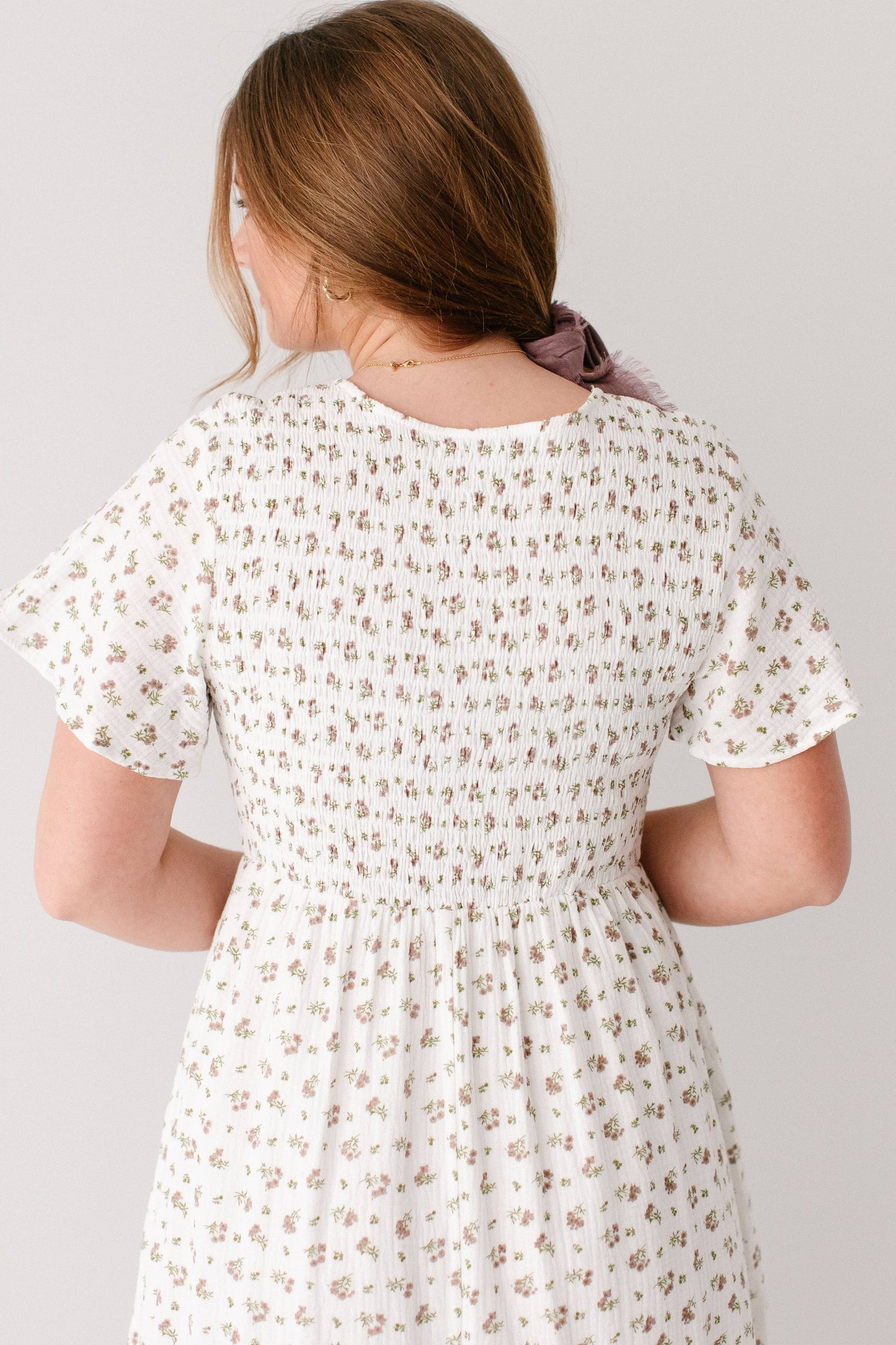 Lynette Smocked Bodice Floral Midi Dress FINAL SALE