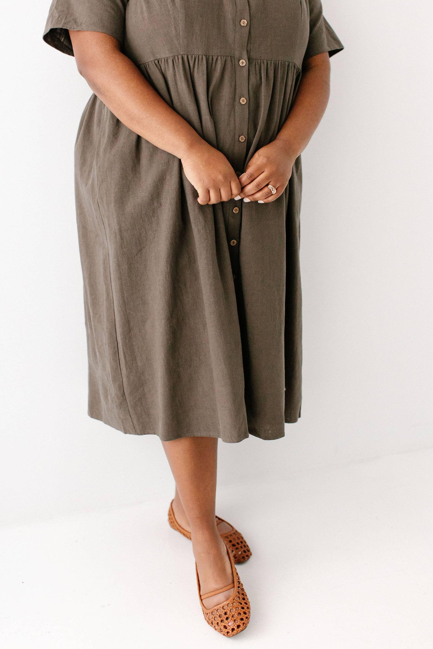 Adeline Button Down A-Line Midi Dress FINAL SALE