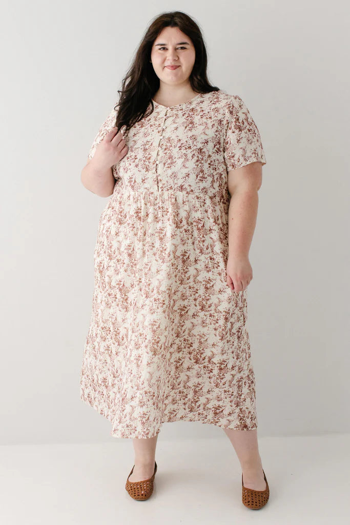 Cheryl Vintage Red Printed Gauze Dress
