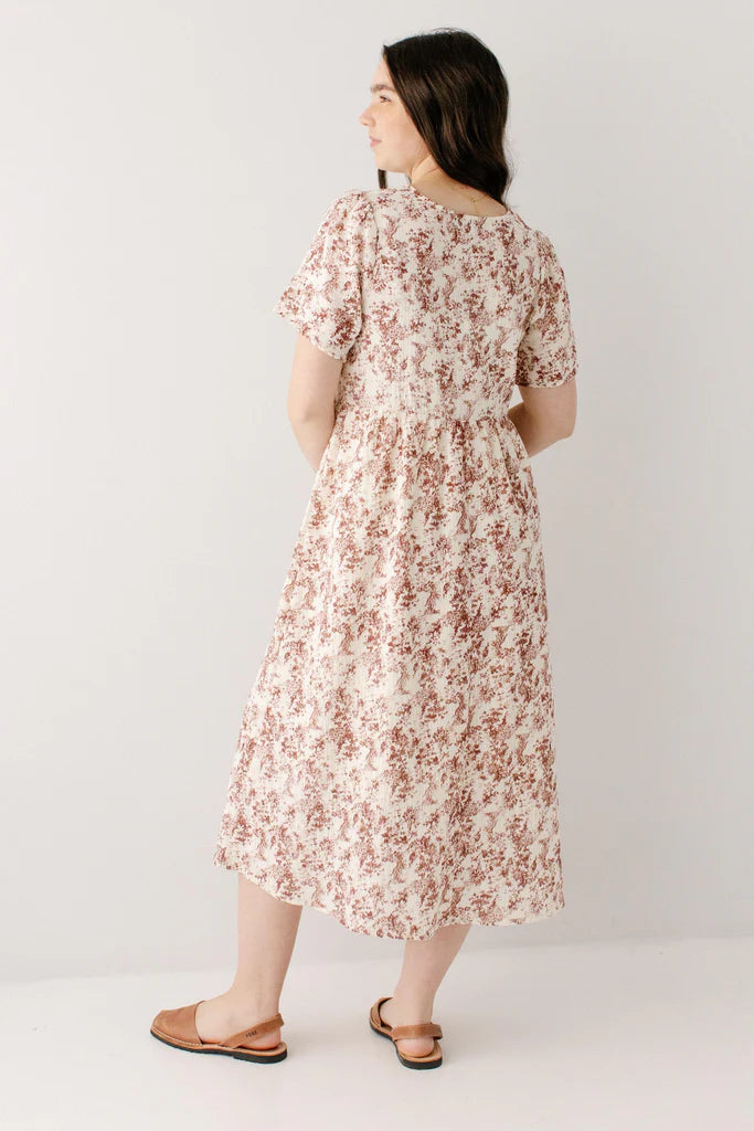 Cheryl Vintage Red Printed Gauze Dress