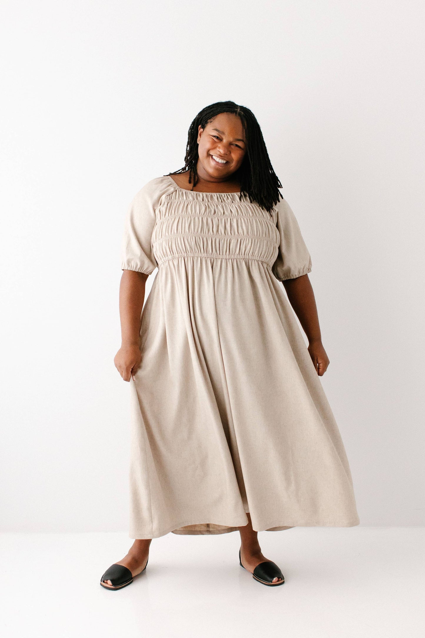 Willow Square Neck Smocked Bodice Midi Dress FINAL SALE