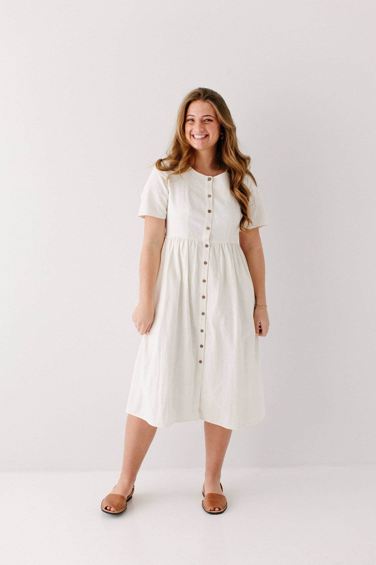 Adeline Button Down A-Line Midi Dress FINAL SALE