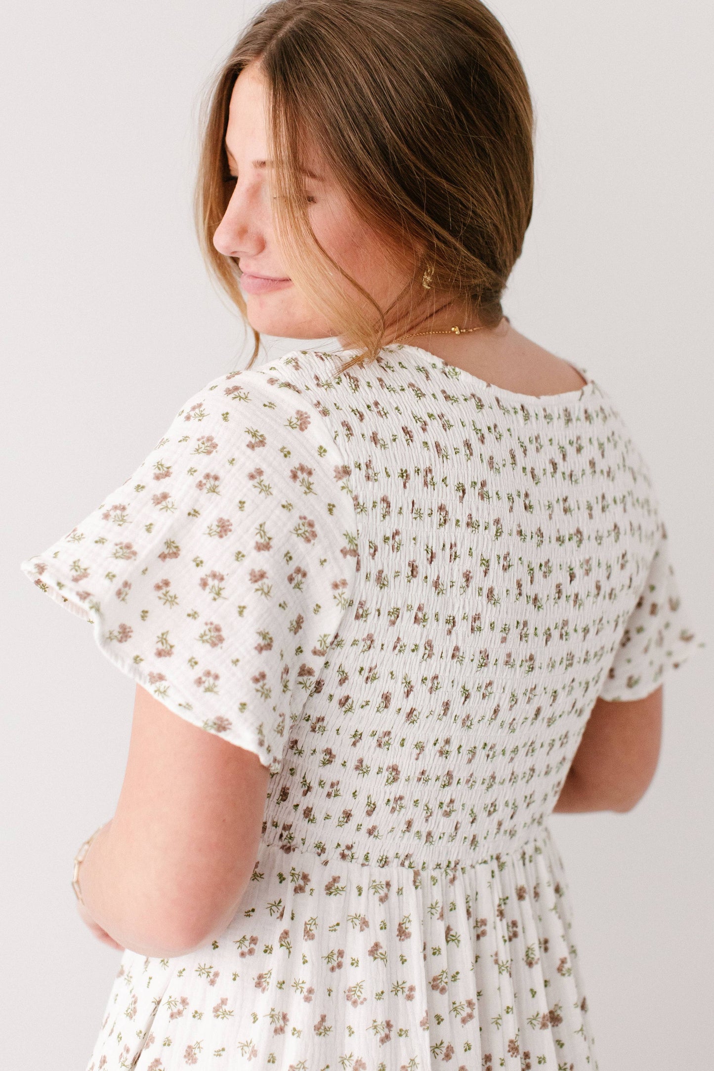 Lynette Smocked Bodice Floral Midi Dress FINAL SALE