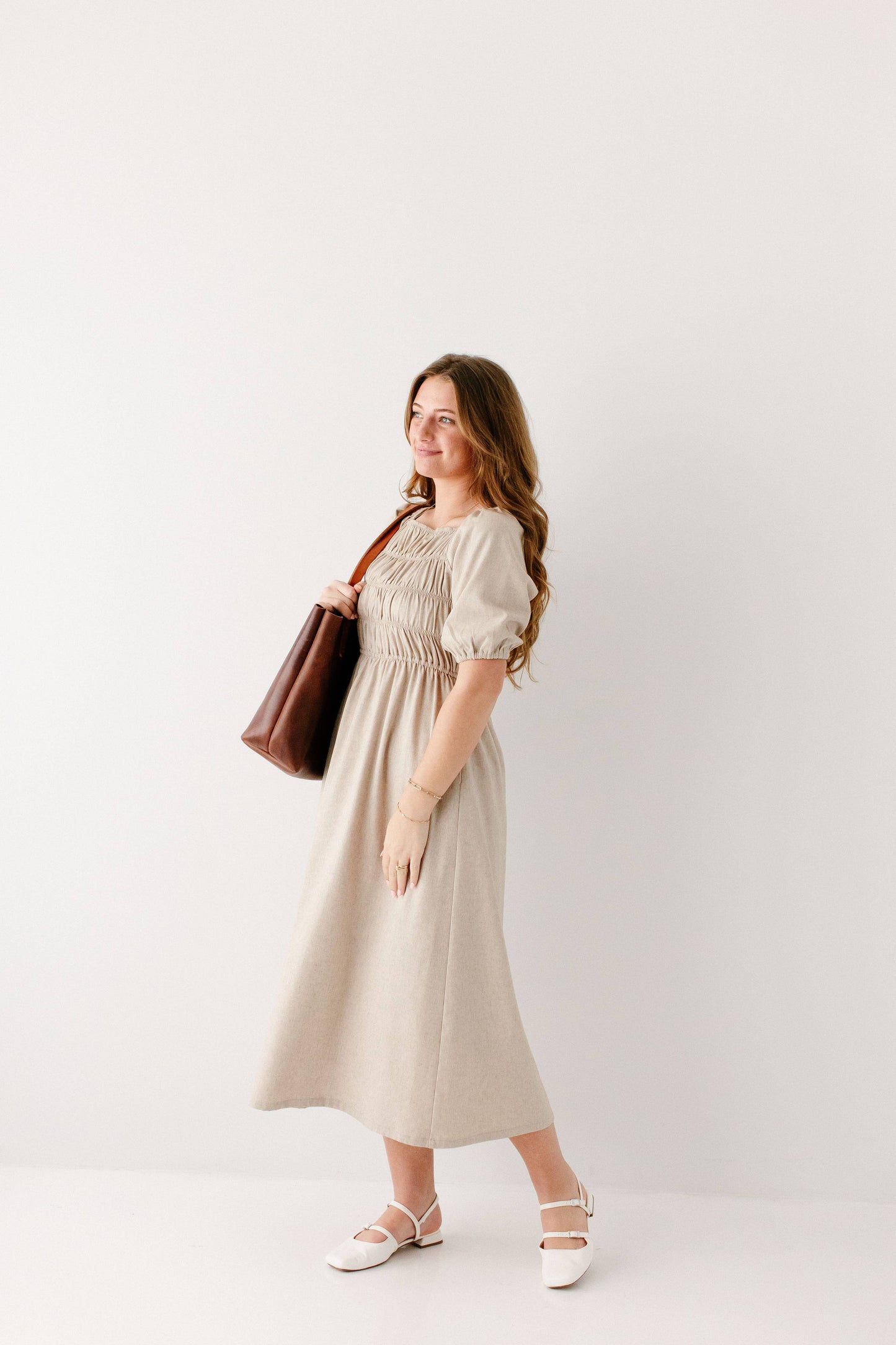 Willow Square Neck Smocked Bodice Midi Dress FINAL SALE