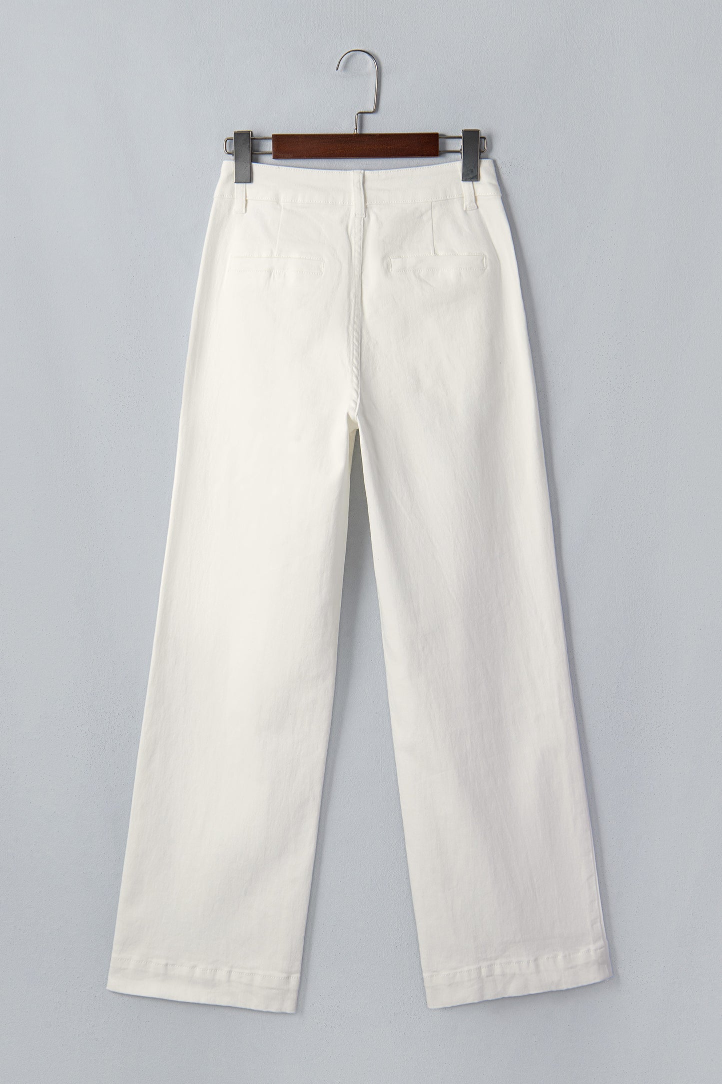 Yellow Solid Color Scalloped Patch Pocket Shift Jeans