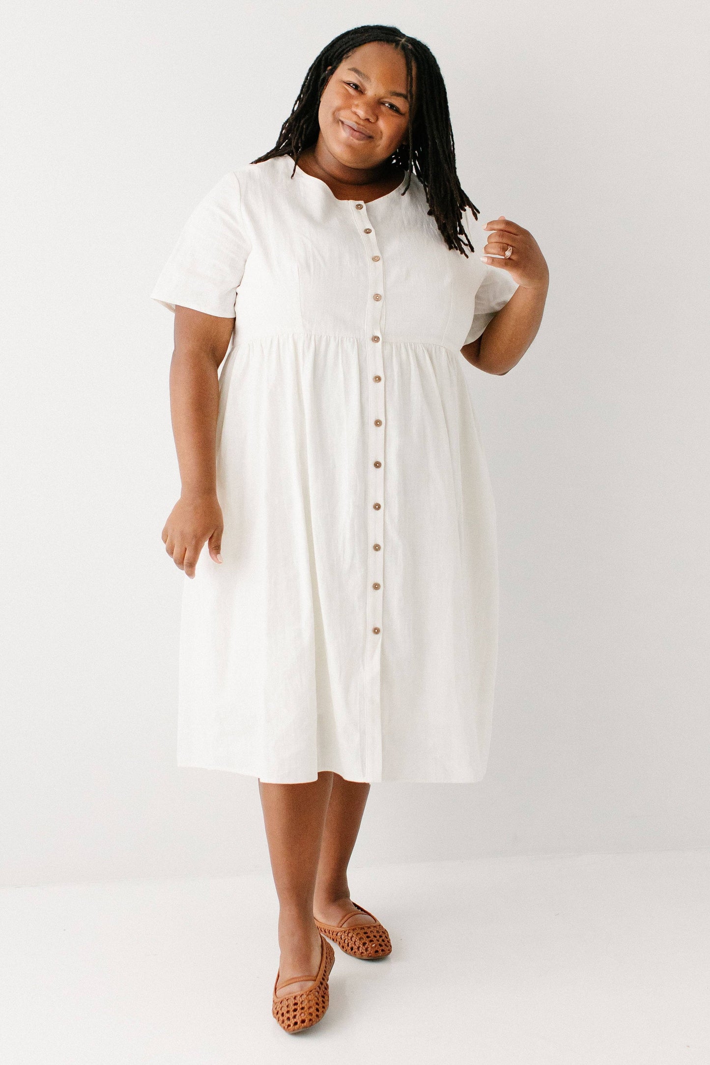 Adeline Button Down A-Line Midi Dress FINAL SALE