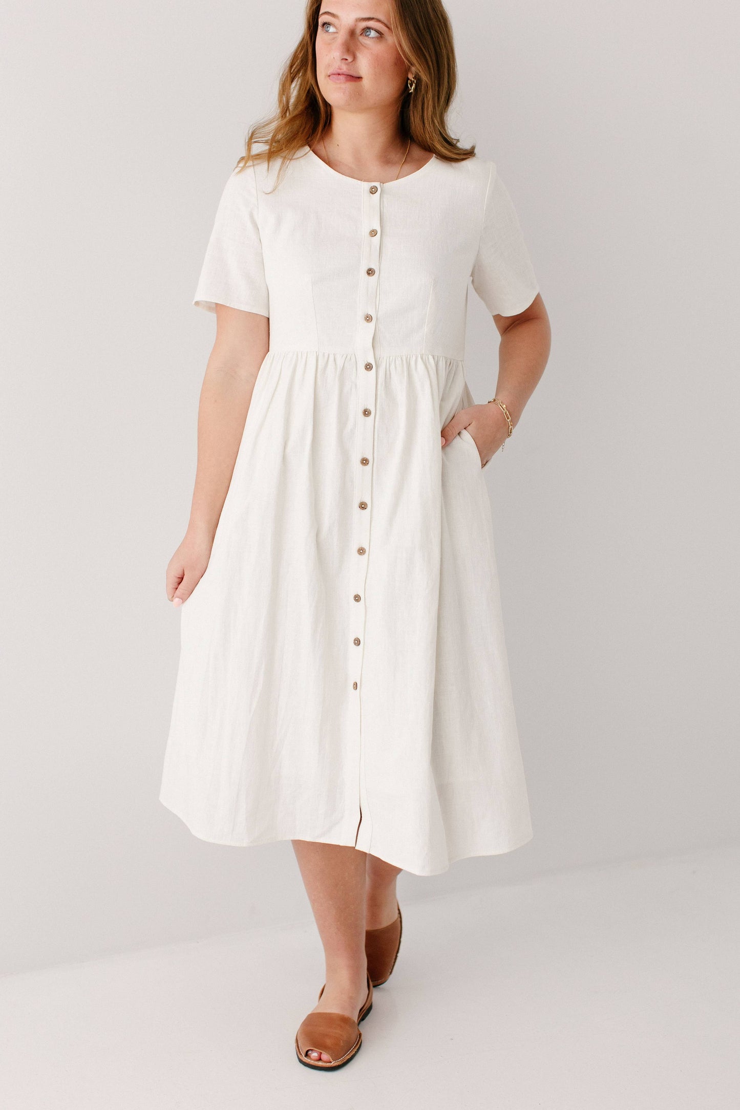 Adeline Button Down A-Line Midi Dress FINAL SALE