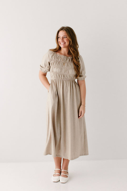 Willow Square Neck Smocked Bodice Midi Dress FINAL SALE