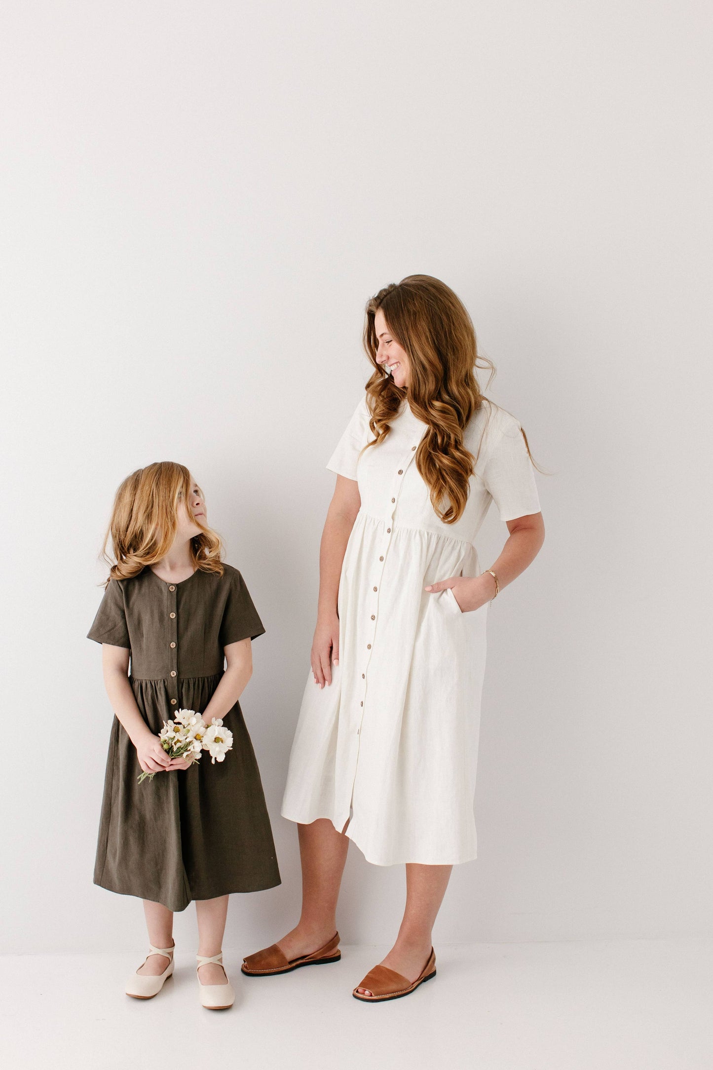 Adeline Button Down A-Line Midi Dress FINAL SALE