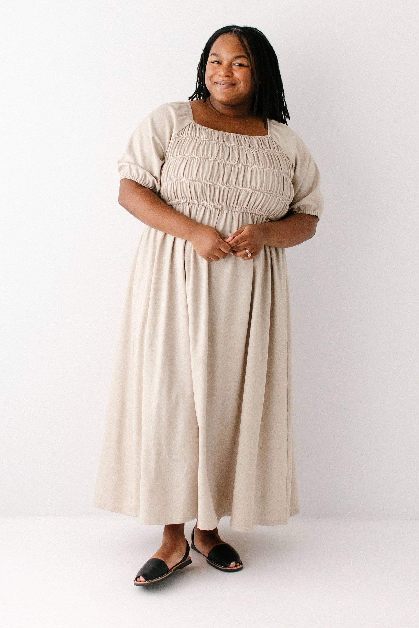 Willow Square Neck Smocked Bodice Midi Dress FINAL SALE