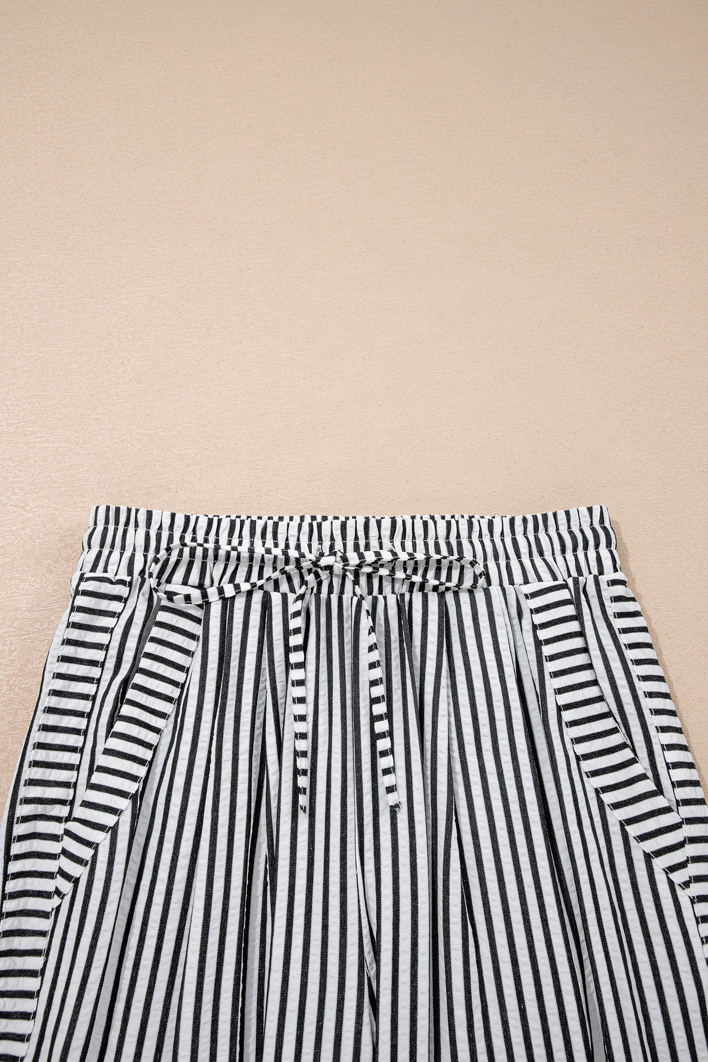 Black Stripe Wide Leg Casual Pants